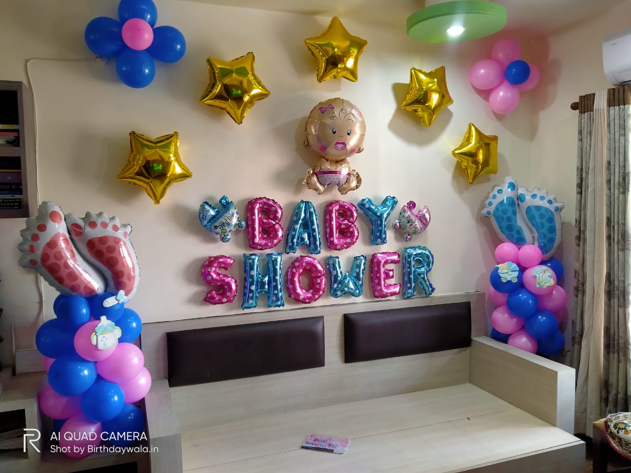 Baby Shower Its Boy Mom To Be Gender Reaveal Blue Decoration Set Decorations  Bundle Pack Foil Balloon Banner set Sash 50Pcs Latex Balloons